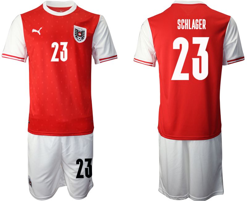 Men 2020-2021 European Cup Austria home red #23 Soccer Jersey-0